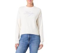 HUGO Relaxed-Fit Strickpullover mit Logo aus metallisierten Garnen - Style Slogix_B, 50548145 Weiß XL