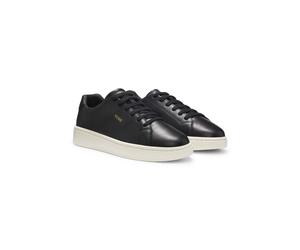 HUGO Sneakers aus Nappaleder mit goldfarbenem Logo - Style Neston_tenn_fllt, 50569002 Schwarz 43