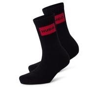 HUGO Zweier-Pack kurze Socken mit roten Logos - Style 2P QS RIB LABEL CC W, 50510661 Schwarz 35-38