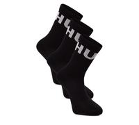 HUGO Herren Socken, 3er Pack - QS Iconic CC, gerippt, Logo, Baumwollmischung Schwarz 43-46