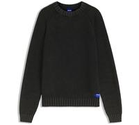 Strickpullover HUGO "Sondye", Herren, Gr. M, schwarz001, Strick, Obermaterial: 100% Baumwolle, unifarben, relaxed fit normal, Rundhals, Bündchen, Pullover Strickpullover, Strukturierter Rippenstrick a