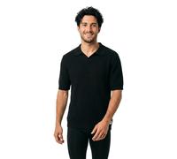 HUGO Strick-Poloshirt mit Waffelstruktur und Johnny-Kragen - Style Spero, 50557344 Schwarz M