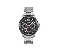 HUGO #Sport 1530194 Multifunktions-Armbanduhr für Herren, Edelstahl und Gliederarmband, Farbe: Blau, Silber, Quarzuhr