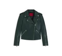 HUGO Straight-Fit Bikerjacke aus Leder mit Reißverschluss-Details - Style Lujana, 50551255 Dunkelgrün M