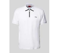 HUGO Straight Fit Poloshirt mit Kontraststreifen Modell 'Dalomino' in Weiss, Größe L