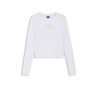 HUGO Stretch-Top aus Baumwolle mit Happy HUGO Logo und Strasssteinen - Style Daliriee_B, 50555738 Weiß L
