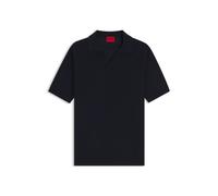 HUGO Strick-Poloshirt aus Baumwoll-Leinen-Jacquard mit Johnny-Kragen - Style Seemant, 50564219 Dunkelblau S