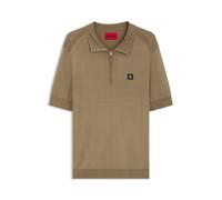 HUGO Strick-Poloshirt mit Reißverschluss am Kragen - Style Sayfong-5, 50564234 Beige XXL