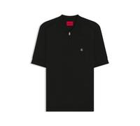 HUGO Strick-Poloshirt mit Reißverschluss am Kragen - Style Sayfong-5, 50564234 Schwarz XXL