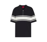 HUGO Strick-Poloshirt mit Reißverschluss am Kragen und Blockstreifen - Style Sholton, 50564245 Weiß / Dunkelblau XXL