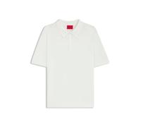 HUGO Strick-Poloshirt mit verdeckter Knopfleiste - Style San Peter-CV, 50536672 Weiß M