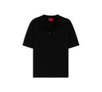 HUGO Strick-Poloshirt mit verdeckter Knopfleiste - Style San Peter-CV, 50536672 Schwarz XXL