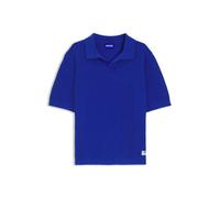 HUGO Strick-Poloshirt mit Waffelstruktur und Johnny-Kragen - Style Spero, 50557344 Blau S