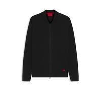 HUGO Strickjacke aus Baumwolle im Blouson-Stil mit rotem Logo-Label - Style San Jaque-C, 50474809 Schwarz M