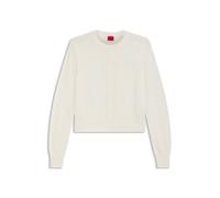 HUGO Strickjacke aus Merinowolle mit Rundhalsausschnitt und Stack-Logo - Style Sfabri, 50550984 Weiß M