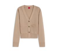 HUGO Strickjacke aus Woll-Mix mit Logo-Stickerei - Style Selosina, 50545141 Beige XS