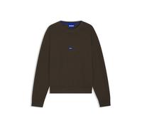 HUGO Strickpullover aus Baumwolle mit blauem Logo-Aufnäher - Style San Casey-C1, 50553601 Dunkelbraun L