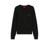HUGO Strickpullover aus Piqué mit metallenem Stack-Logo - Style Setallo, 50564244 Schwarz XL