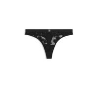 String HUGO UNDERWEAR "Bloom Lace", Damen, Gr. XL, schwarz 001, Webqualität, Obermaterial: 93% Polyamid, 7% Elasthan, körpernah, Unterhosen String, aus floraler Spitze mit Stack-Logo-Detail (29277868-