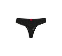 String HUGO UNDERWEAR "SAVANA", Damen, Gr. M, schwarz 001, Obermaterial: 90% Polyamid, 10% Elasthan, körpernah, Unterhosen String, aus Spitze mit Leopardenmuster und Logo am Bund (33893434-M) schwarz