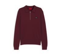 HUGO Strukturierter Polo-Pullover aus Woll-Mix - Style Sastaron, 50570380 Dunkelrot XXL