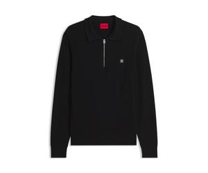 HUGO Strukturierter Polo-Pullover aus Woll-Mix - Style Sastaron, 50570380 Schwarz XXL