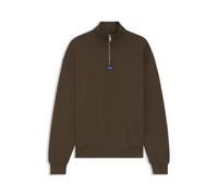 HUGO Sweatshirt aus Baumwoll-Terry mit Reißverschluss am Kragen und Logo-Aufnäher - Style Neeler, 50522367 Dunkelbraun XS