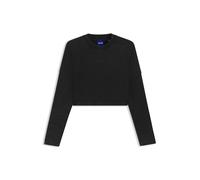 HUGO Sweatshirt aus Baumwolle in Cropped-Länge mit Logo-Print - Style Derissa_B, 50545035 Schwarz L