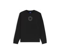 HUGO Sweatshirt aus Baumwolle mit Happy HUGO Logo aus Strasssteinen - Style Classic Crew_B_2, 50555795 Schwarz S
