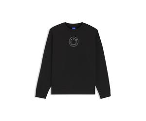 HUGO Sweatshirt aus Baumwolle mit Happy HUGO Logo aus Strasssteinen - Style Classic Crew_B_2, 50555795 Schwarz S
