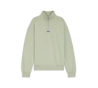 HUGO Sweatshirt Neeler - Baumwoll-Terry, Reißverschluss am Kragen, Logo-Aufnäher, Hellgrün XL