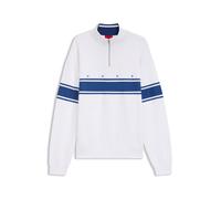 HUGO Sweatshirt aus Baumwolle mit Troyerkragen und Streifen-Print - Style Demsizip, 50563798 Weiß / Blau XXL