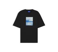 HUGO T-Shirt aus Baumwoll-Jersey mit Artwork-Print - Style Nierofix, 50554369 Schwarz M
