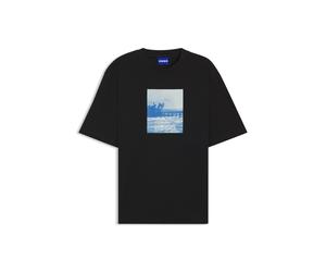 HUGO T-Shirt aus Baumwoll-Jersey mit Artwork-Print - Style Nierofix, 50554369 Schwarz M