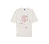 HUGO T-Shirt aus Baumwoll-Jersey mit Happy HUGO Logo-Artwork - Style Oversized_Tee_B_8, 50554005 Natur M