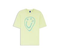 HUGO T-Shirt aus Baumwoll-Jersey mit Happy HUGO Print im Schmelzeffekt - Style Oversized_Tee_B_11, 50560783 Hellgrün XS