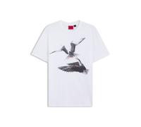 T-Shirt HUGO "Dirunn", Herren, Gr. S, weiß100, Single Jersey, Obermaterial: 100% Baumwolle, unifarben, regular fit normal, Rundhals, abgesteppte Kante, Shirts T-Shirt, Reine Baumwolle, Rundhalsausschn
