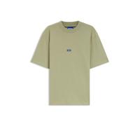 HUGO T-Shirt aus Baumwolle mit geripptem Ausschnitt und Logo-Badge - Style Nieros, 50509991 Beige XXXL