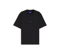HUGO Herren T-Shirt Nieros aus Baumwoll-Jersey mit blauem Logo-Aufnäher Schwarz XL