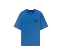 HUGO T-Shirt aus gewaschenem Baumwoll-Jersey mit Grafik-Print - Style Nedli, 50574261 Blau M