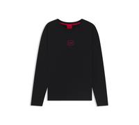 HUGO T-Shirt aus Stretch-Baumwolle mit Logo-Print - Style Laze Longsleeve, 50525229 Schwarz M