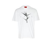 T-Shirt HUGO "Darise", Jungen, Gr. XXL, natural102, Single Jersey, Obermaterial: 100% Baumwolle, unifarben, relaxed fit normal, Rundhals, abgesteppte Kante, Shirts T-Shirt, Reine Baumwolle, Relaxed Fi