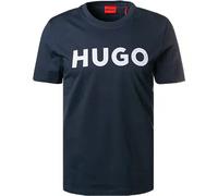 HUGO T-Shirt Herren Regular Fit Kurzarm Rundhals Baumwolle blau, L