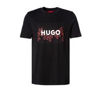 HUGO T-Shirt Herren Regular Fit Kurzarm Rundhals Baumwolle schwarz, L