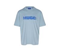 T-Shirt HUGO BLUE "Nalax", Herren, Gr. XL, light, pastel blau458, Single Jersey, Obermaterial: 100% Baumwolle, unifarben, casual, regular fit hüftlang, Rundhals, Kurzarm, Shirts, mit Logo-Druck (47212