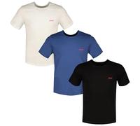 HUGO Herren T-Shirt, 3er Pack - Rundhals, Kurzarm, Logo, Baumwolle, uni Schwarz/Blau/Weiß 2XL