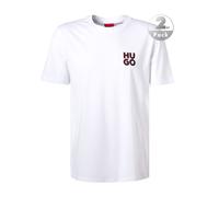 HUGO Herren T-Shirt, 2er Pack - DIMENTO, Rundhals, kurzarm, Logo Print, Baumwolle Weiß S