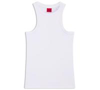 HUGO Geripptes Tanktop aus Baumwoll-Mix mit Logo-Print - Style The Plain Tank, 50515651 Weiß L
