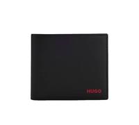 HUGO Geldbörse Tibby_2.0_4cc – Klappbar, Leder, 4 Karten, Münzfach, rotes Logo, Schwarz