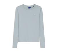 Longsleeve HUGO BLUE "Daliria", Damen, Gr. L (40), light, pastel blau 452, Jersey, Obermaterial: 100% Baumwolle, unifarben, casual, regular fit, Rundhals, Langarm abgesteppte Kante, Shirts, mit Label-